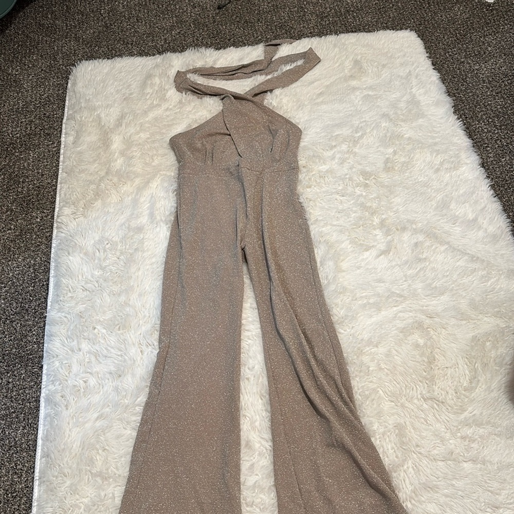 Sparkle Champagne Open Back Jumpsuit